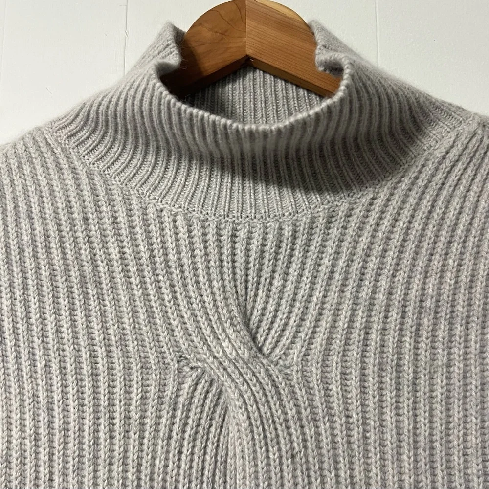 J. McLaughlin Angora Wool Blend Ribbed Poncho Pullover Contemporary Sweater O/S